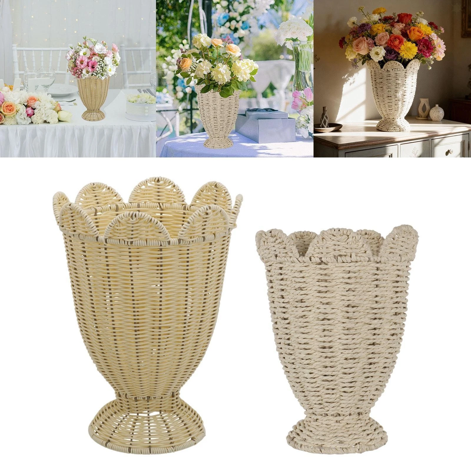 Woven Flower Vase Floral Container Lightweight Multifunctional Rustic Desktop