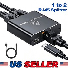 1000Mbps Gigabit RJ45 Ethernet Splitter 1 In 2 Out LAN Network Internet Adapter