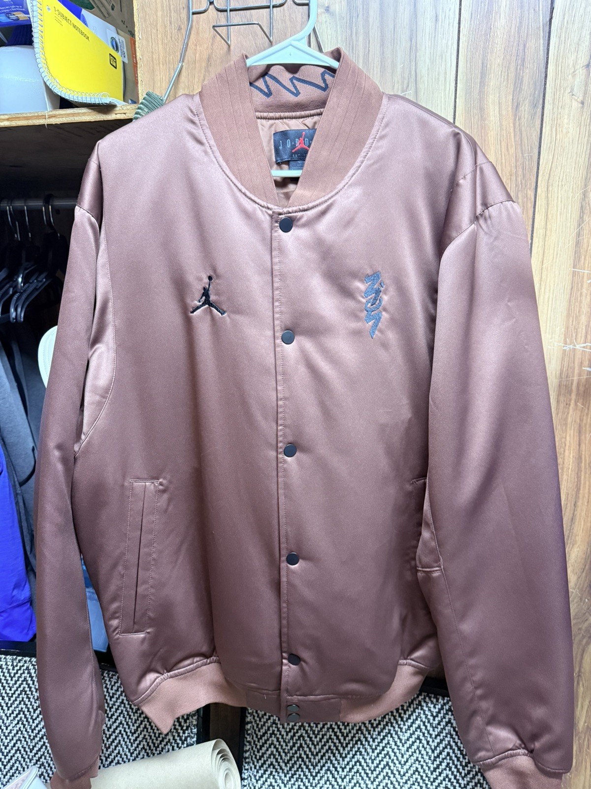 Air Jordan Zion Williamson Bomber Varsity Brown Jacket DV5633-244 Mens Large 