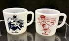2 Vintage 1966 Westfield Milk Glass Coffee Mugs, Batman & Robin