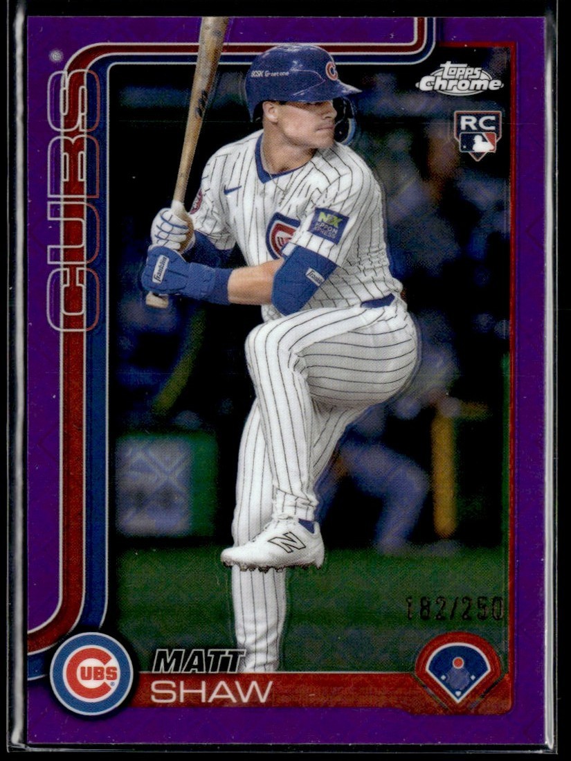 2025 Topps Chrome Purple Refractor Matt Shaw RC /250 Chicago Cubs #219