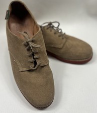 G.H.Bass Co Men's 9 M tan dress shoes lace up suede Derby Shoes made in USA
