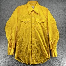 Vintage H Bar C Ranchwear Shirt Mens 15 1/2 34 Yellow Western Pearl Snap 80s