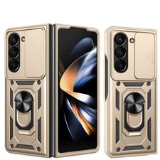 Samsung Galaxy Z Fold 7 Sharp Armor Protective Case with Sliding Window Gold
