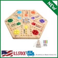 Original Marble Game Wahoo Board Game Double Sided Painted Wooden Fast Track ...
