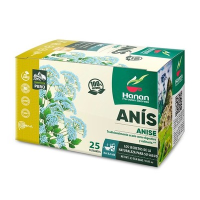 Hanan Peruvian Secrets Anis Herbal Tea | 100% Natural Anise | 25 Tea Bags |Natur