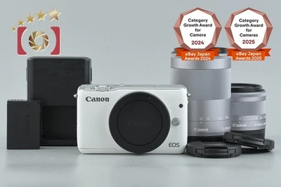 Canon EOS M10 White 18.0 MP Digital Mirrorless Camera 15-45 55-200 Lenses - Image 1 of 4