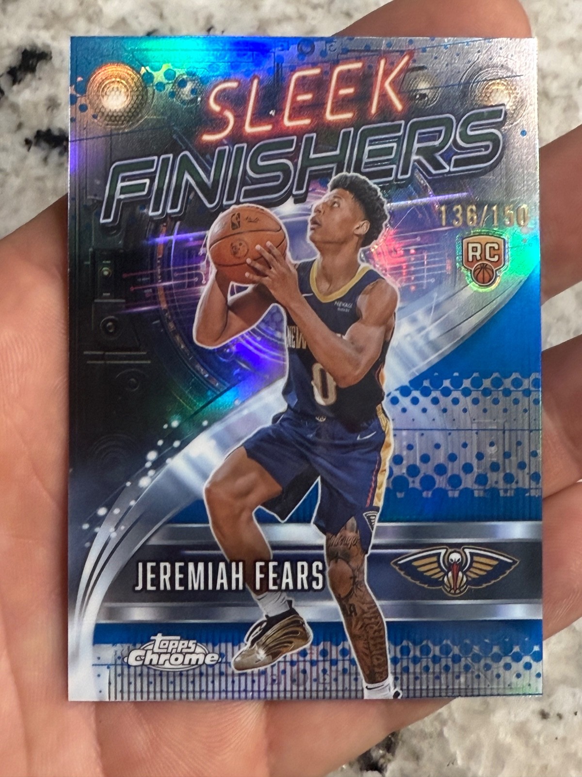 2025-26 Topps Chrome Jeremiah Fears Sleek Finishers Blue Refractor /150 SF-27