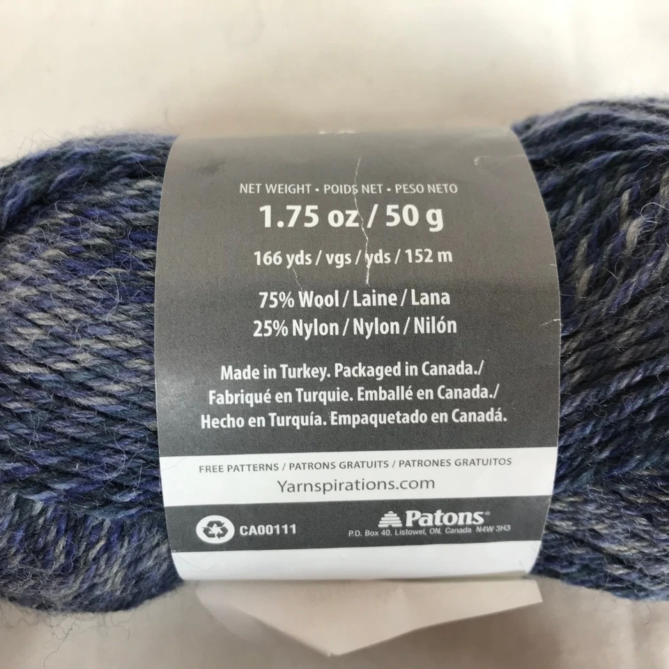 Calcetines Patons Kroy hilo FX 175 OZ 50 g 166yds 75 lana 25 nailon mezcla azul Foto 3 de 4