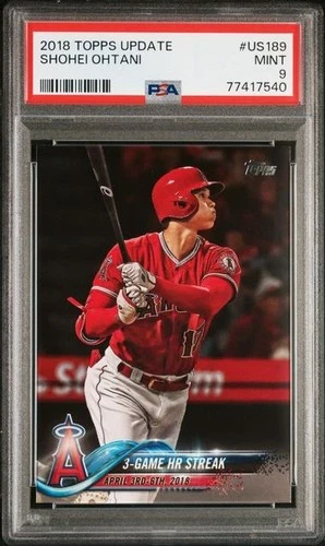 2018 Topps Update Baseball Shohei Ohtani 3-Game HR Rookie Card #US189 PSA 9