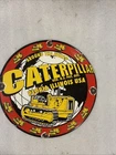 VINTAGE CATERPILLAR PORCELAIN SIGN OLD 10" DIESEL ENGINE FARM TRACTOR SERVICE