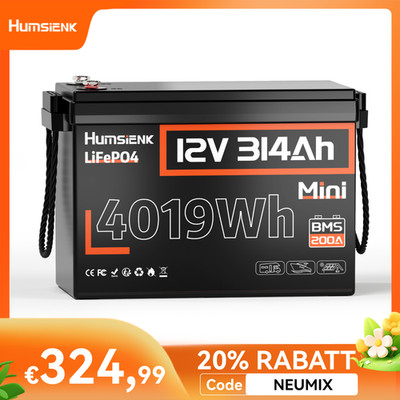 LiFePO4 12V 300Ah Lithium Batterie BMS 200A Wohnmobile Boot Camper Off-grid