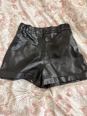 Gloria Jeans Black faux leather shorts for girls 6-7 y.o