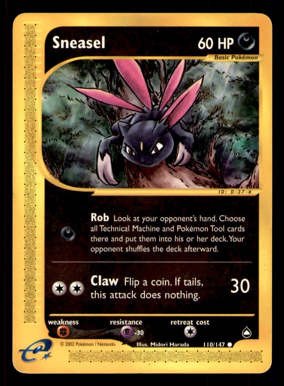 Sneasel 110/147 Common Aquapolis Pokemon Lightly Played