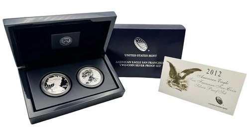 2012-S San Francisco American Eagle 1 oz .999 Silver Proof Two-Coin Set OGP