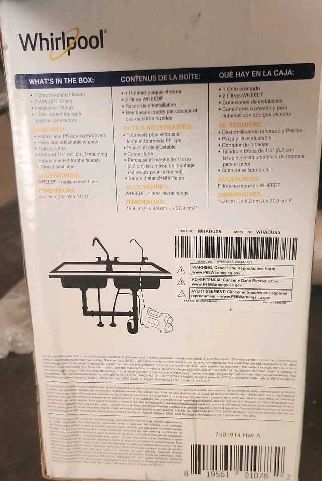 Whirlpool Ultra Ease Dual-Stage Water Filtration System with Faucet WHADUS5 - Image 2 of 4