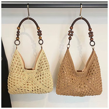 Women s Woven Straw Tote Bag Large Capacity Summer Beach Shoulder Shopper