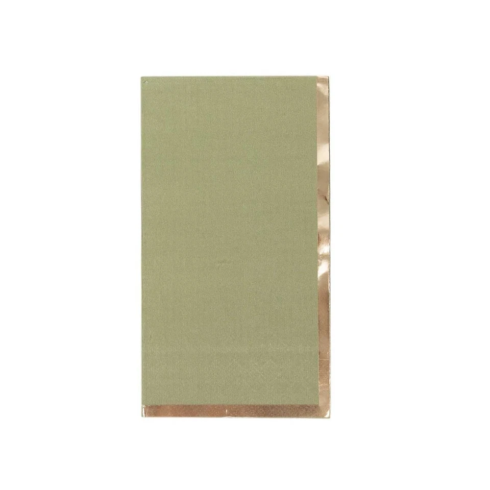 OLIVE GREEN 50 Soft 2 Ply Dinner Paper NAPKINS Foil Edge Party Events Home - Image 3 of 4