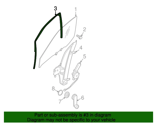 Canal de funcionamiento puerta delantera derecha original Nissan Frontier Xterra 2005-2021 80330-9BK0 Foto 2 de 3