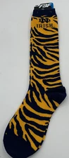 Notre Dame Irish Socks For Bare Feet FBF NCAA Tall Long Navy Yellow Adult Med