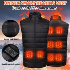 9 Zone Heated Vest Warm Body Electric USB Men Women Heating Coat Jacket Winter