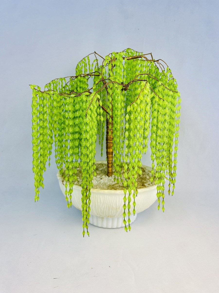 Vintage Beaded Willow Tree Copper Wired Sculpture - 11.5 Vintage Beaded Willow Tree Copper Wired Sculpture - 11.5