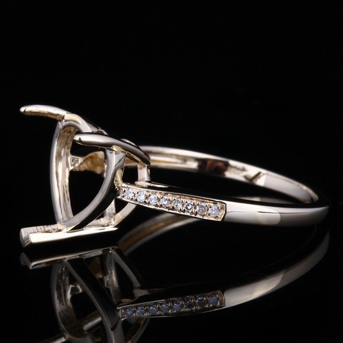 10k Yellow Gold 10x10mm Heart Cut Pave Si Diamond Jewelry Semi-mount Fine Ring - Picture 4 of 7