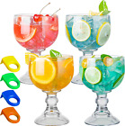 Schooner Beer Glasses 21.5 Oz Set of 4, Extra Large Margarita Glass with 4 Color