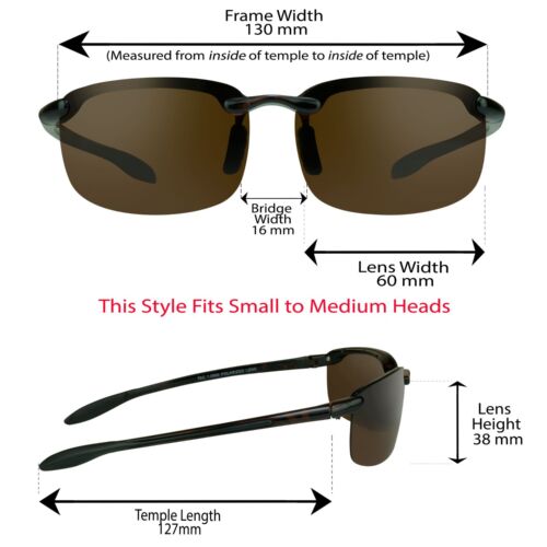 Rimless Polarized Sunglasses Light Weight Maui Style Smoke Brown Lens ...