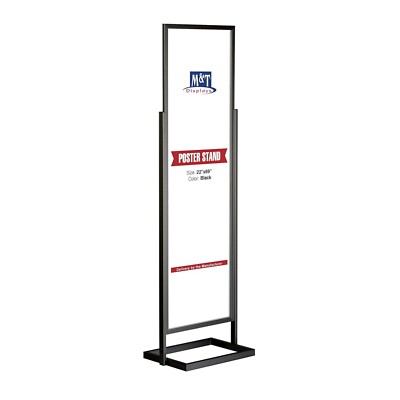 Metal Eco Info Board Floor Standing 22x69'' Slide-In Double Sided Black
