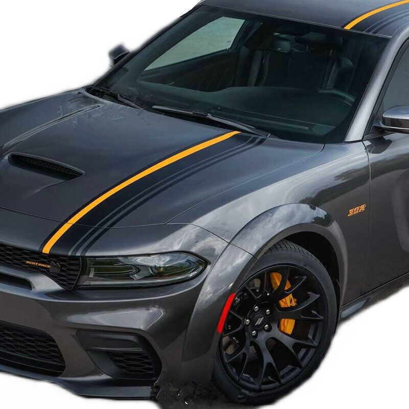 Dodge Challenger Charger Hood Rear Racing Stripes Decal Kit