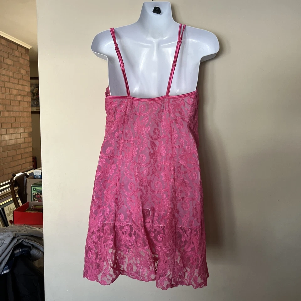 “Get Holiday Sexy Ready” Cacique Pink Lace Lingerie Teddy Baby Doll Size 18/20 - Image 3 of 4