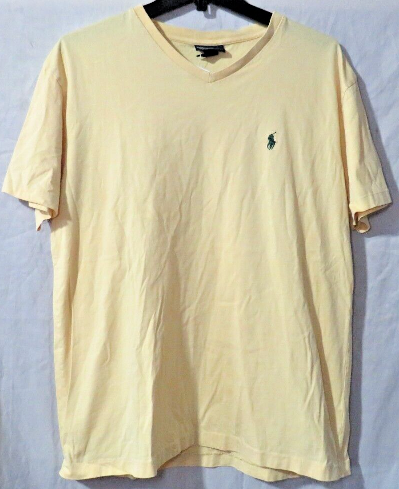 Polo Ralph Lauren Vintage Punto Singolo Giallo T Shirt Verde Pony Logo Taglia M