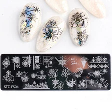 Snow Christmas Nail Art Stamping Plates Snowflakes Geometry Metal Nail Templates