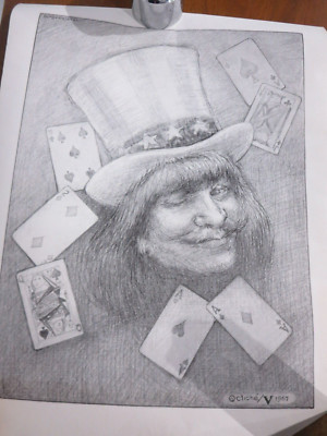 Vintage Burgomeister Playing Cards Sketch Cliche`/V 1967 22 x 28 1/2