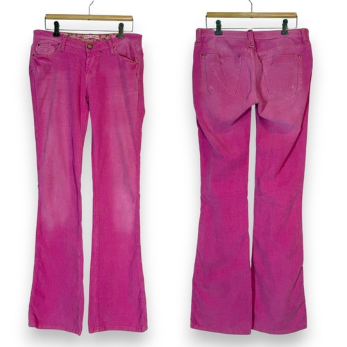 Vintage Pink Betsey Johnson Jeans 29 Pants Corduroy Y2K Boot Cut Flare Retro