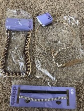 3 Piece LOT NEW Claire's Double Layered Rhinestone Band Necklace Collier Girls