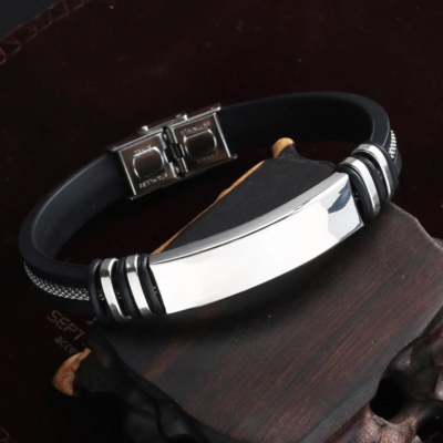 Bracciale Uomo Titanio Oro Incisione LBU-016 | Gioielleria Temporo