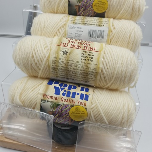 Lot 4 Skeins Vintage Pop'N Yarn Acrylic 4 Ply Worsted USA A3-122 Off White 3 oz - Picture 10 of 19
