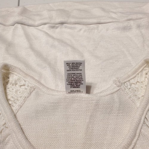 Total Girl White Black & Silver Lace Shoulder Love Theme Cap Sleeve Top S 7/8 - Picture 7 of 7