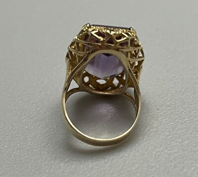 Beautiful Huge .585 14K Solid Yellow Gold & Amethyst Estate