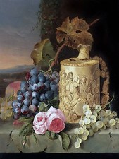 grapes roses stein E. Ladell Tile Mural Kitchen Backsplash Art Marble Ceramic