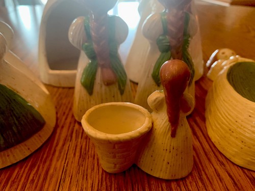 Ceramic Corn Husk Girl Kitchen Set Salt Pepper Sponge Napkin Holders Country - Picture 9 of 12