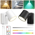 RGB LED Wall Light Dimmable Bedside Reading Lamp Rechargeable Remote Control