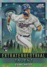 EVAN CARTER TOPPS COSMIC CHROME EXTRATERRESTRIAL TALENT RC RANGERS #19 2024