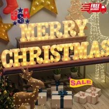 14 LED 'MERRY CHRISTMAS' Letters - Warm White Christmas Lights for Festive Indoo