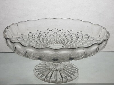 Vintage Pressglas Fuß Schüssel 6,75'' Kuchenständer Bisquit Dessert 