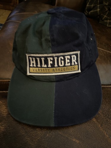 Vintage Tommy Hilfiger Hat Mens Blue & Green 5 Panel Athletic 90s USA Logo