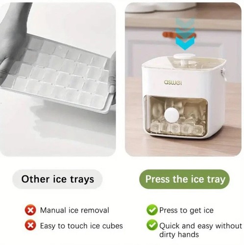 Large Capacity 48-Block Ice Cube Maker - Easy-Press Lid & Double-Layer Design - Picture 4 of 6