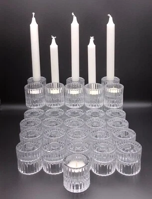 39x Kerzenhalter f. Stabkerzen sowie f. Teelichter schweres Glas - Bild 1 von 4